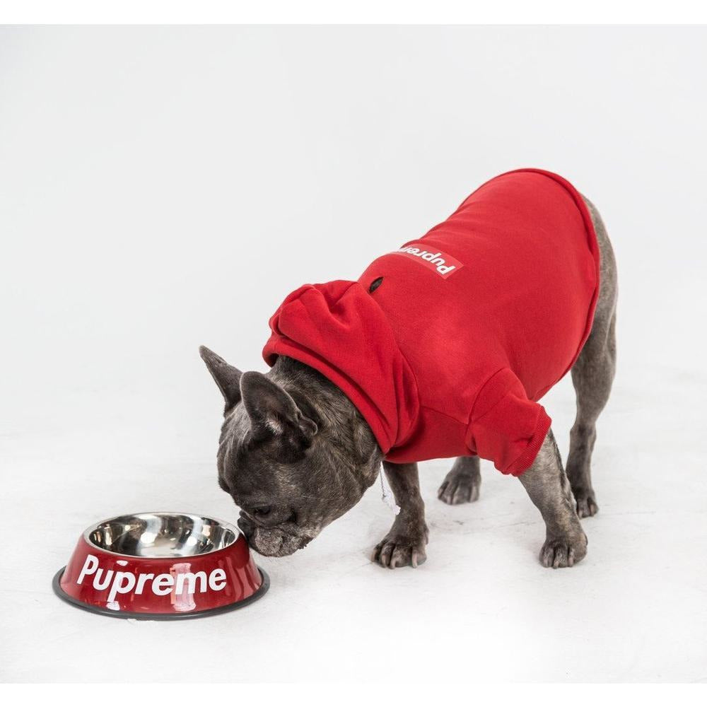 Pupreme Box Logo Monogram Hoodie | Paws Circle | Streetwear for Dog Red / S